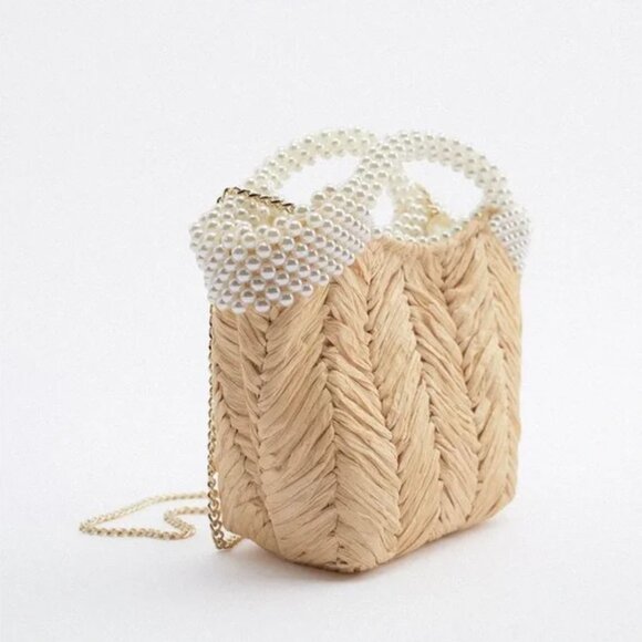 Zara Faux Pearl Bead Basket Bag - Picture 5 of 11
